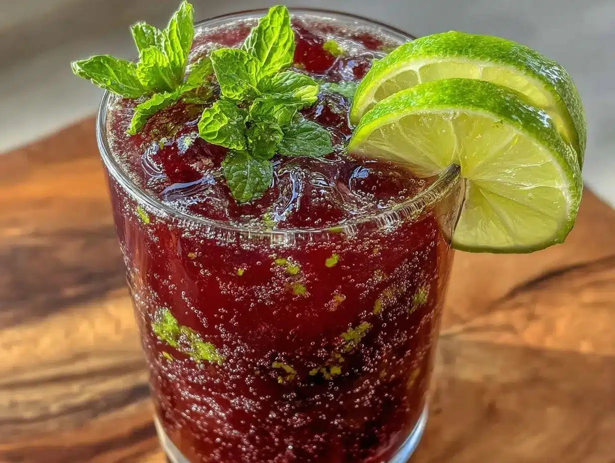 cherry limeade mocktail preparation steps