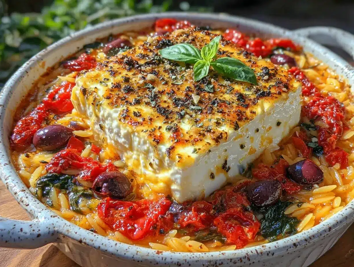 creamy baked feta orzo preparation steps