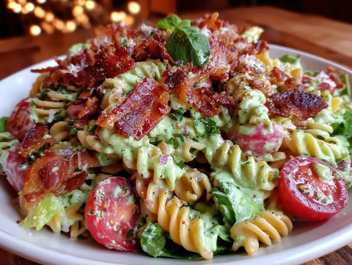 creamy BLT pasta salad preparation steps