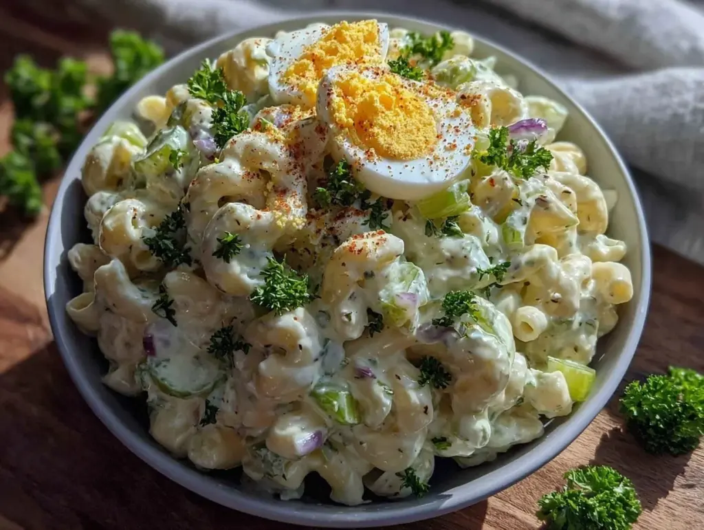 creamy classic macaroni salad - featured image