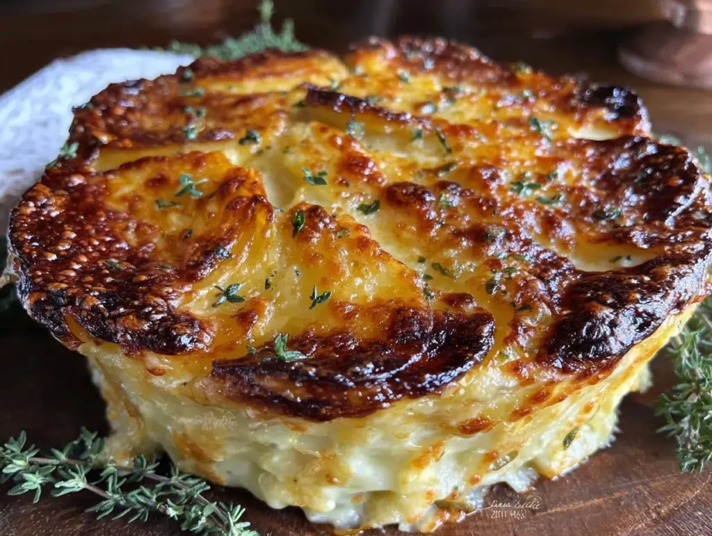 creamy crockpot cheesy scalloped potatoes - featured image