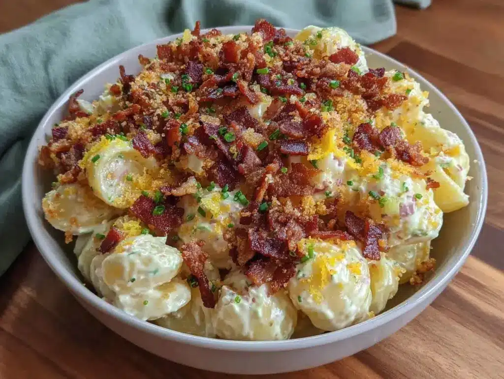 creamy deviled egg pasta salad - featured image