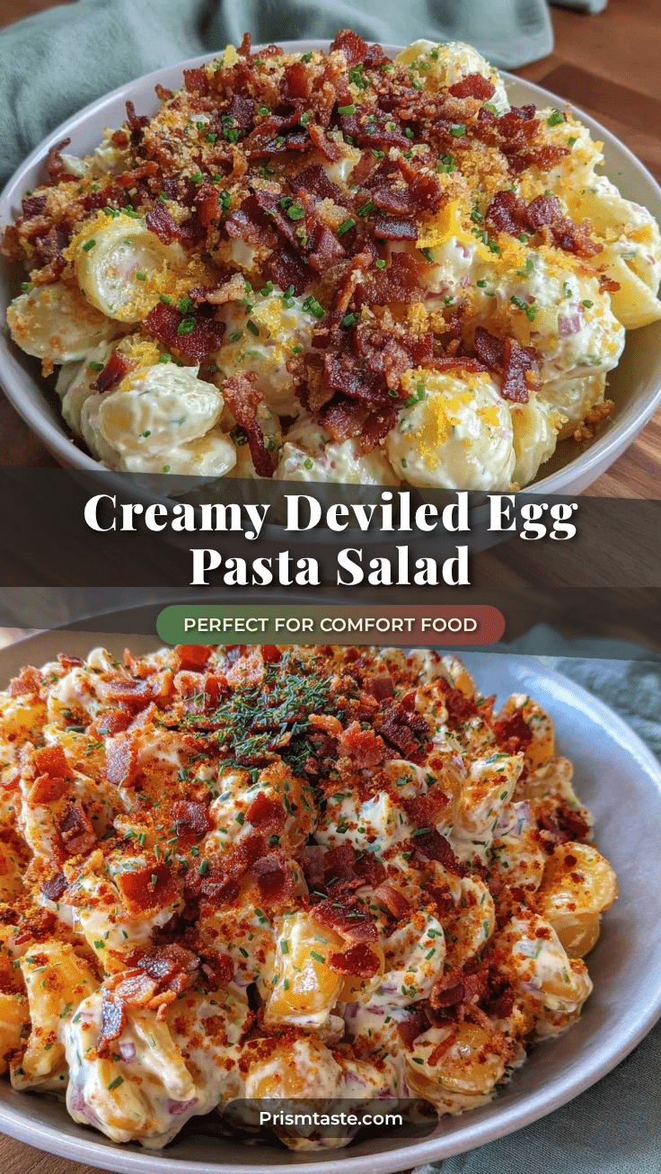 creamy deviled egg pasta salad recipe