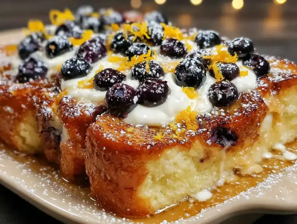 creamy lemon blueberry overnight french toast bake - featured image