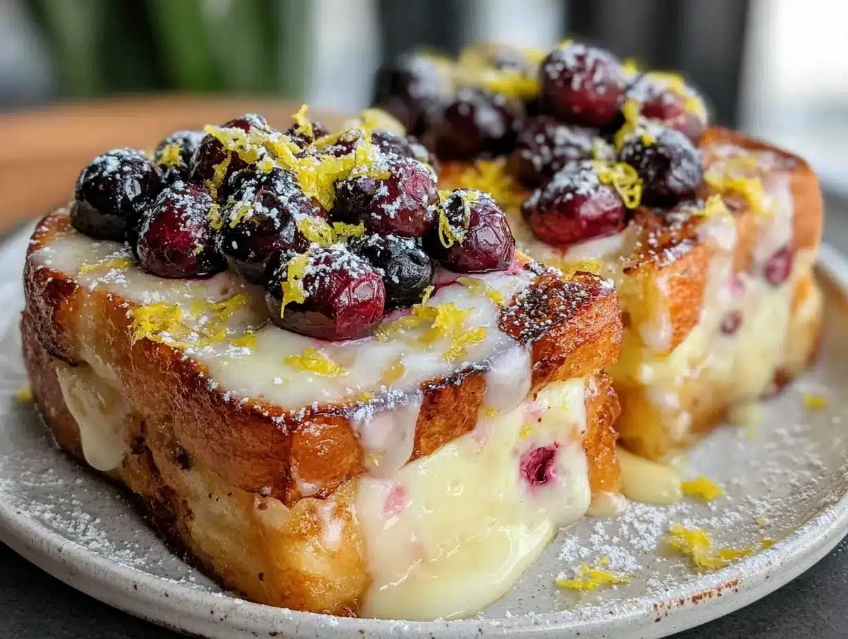 creamy lemon blueberry overnight french toast bake preparation steps
