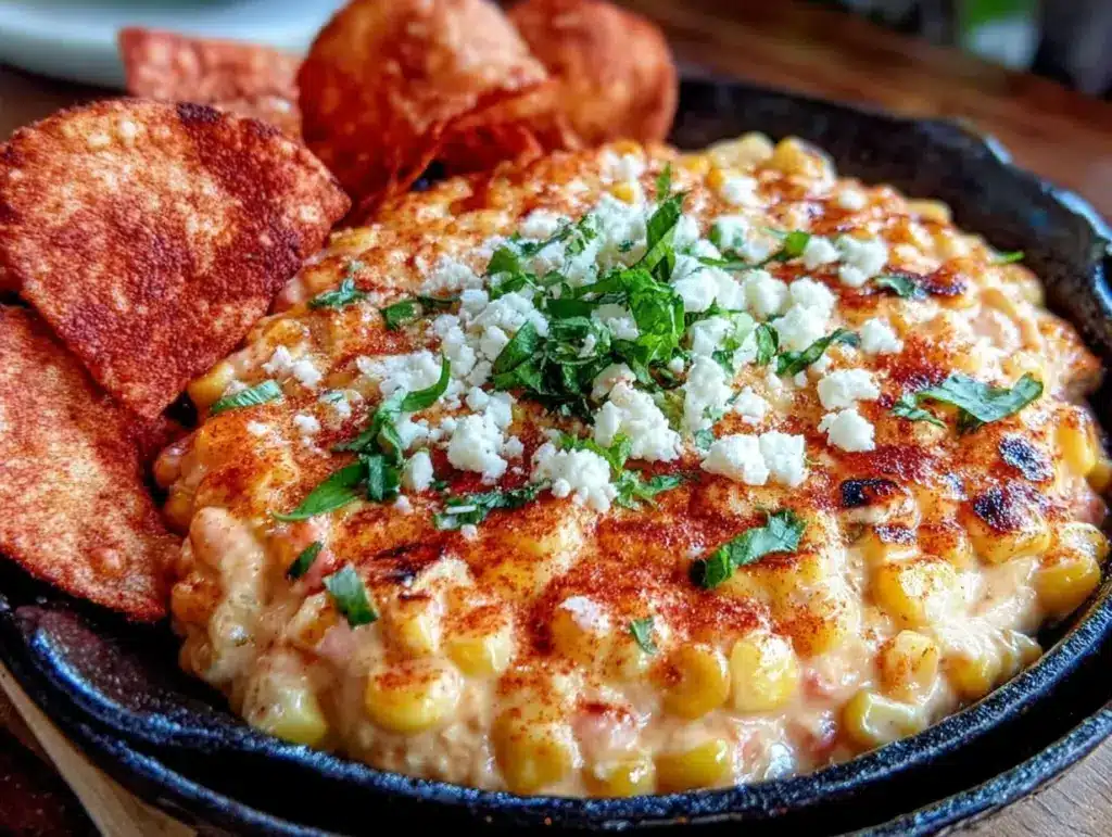 creamy mexican street corn queso dip - featured image
