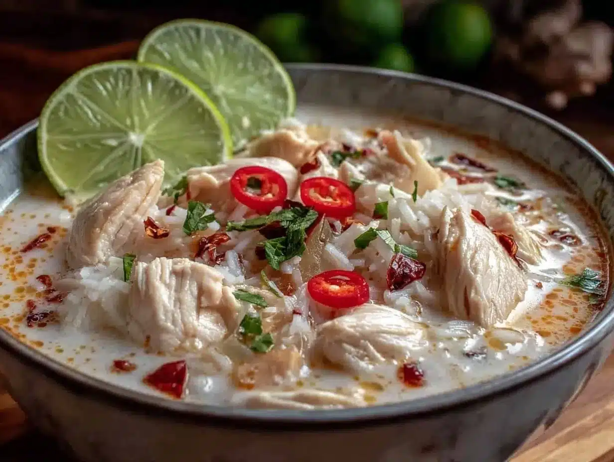 creamy Thai coconut chicken soup preparation steps