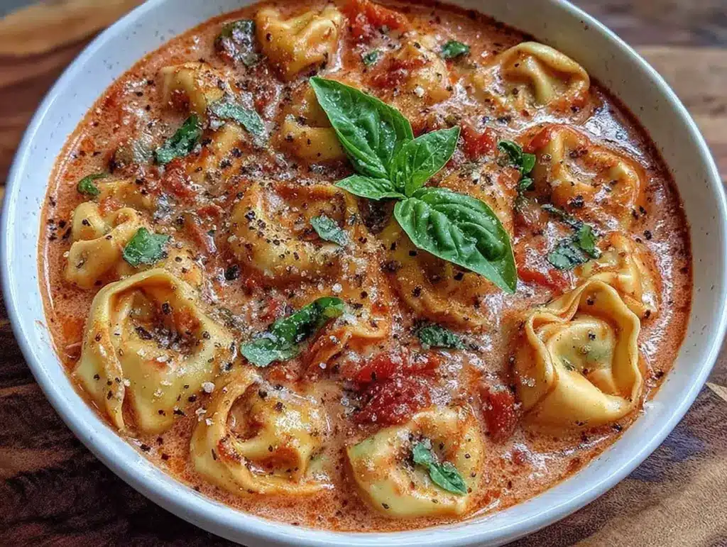 creamy tomato tortellini soup - featured image
