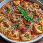 creamy tomato tortellini soup - featured image