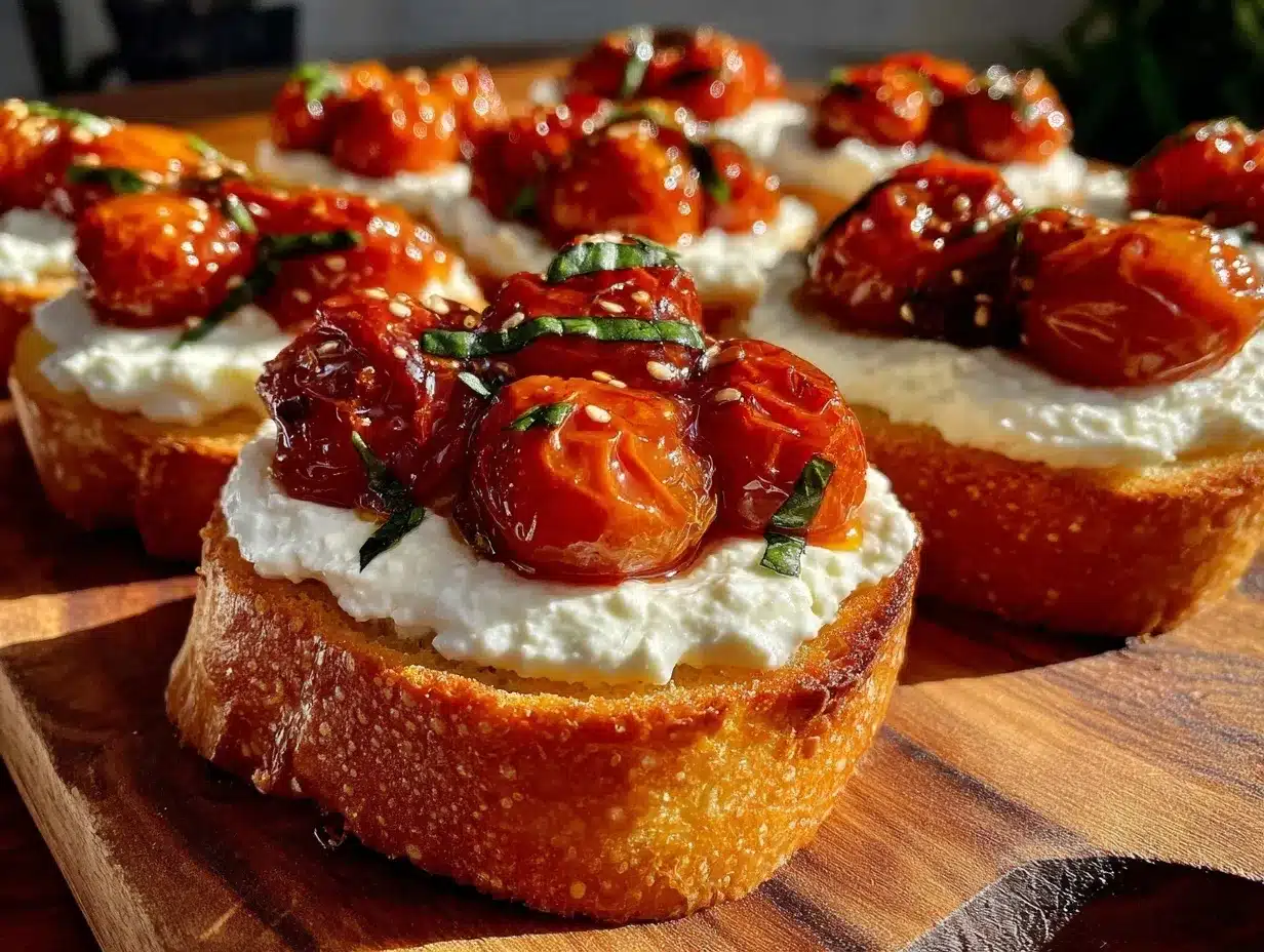 creamy whipped feta crostini preparation steps