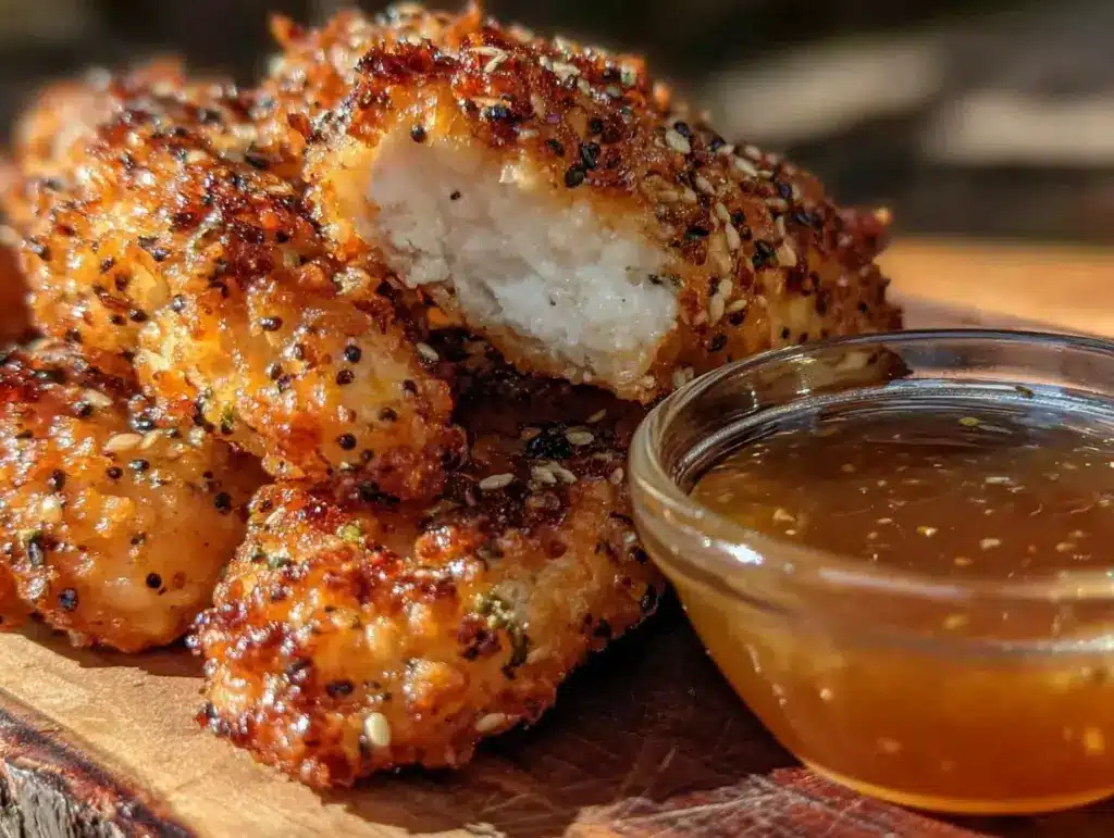 crispy air fryer everything bagel chicken tenders - featured image