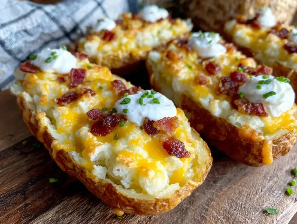 crispy air fryer loaded potato skins - featured image