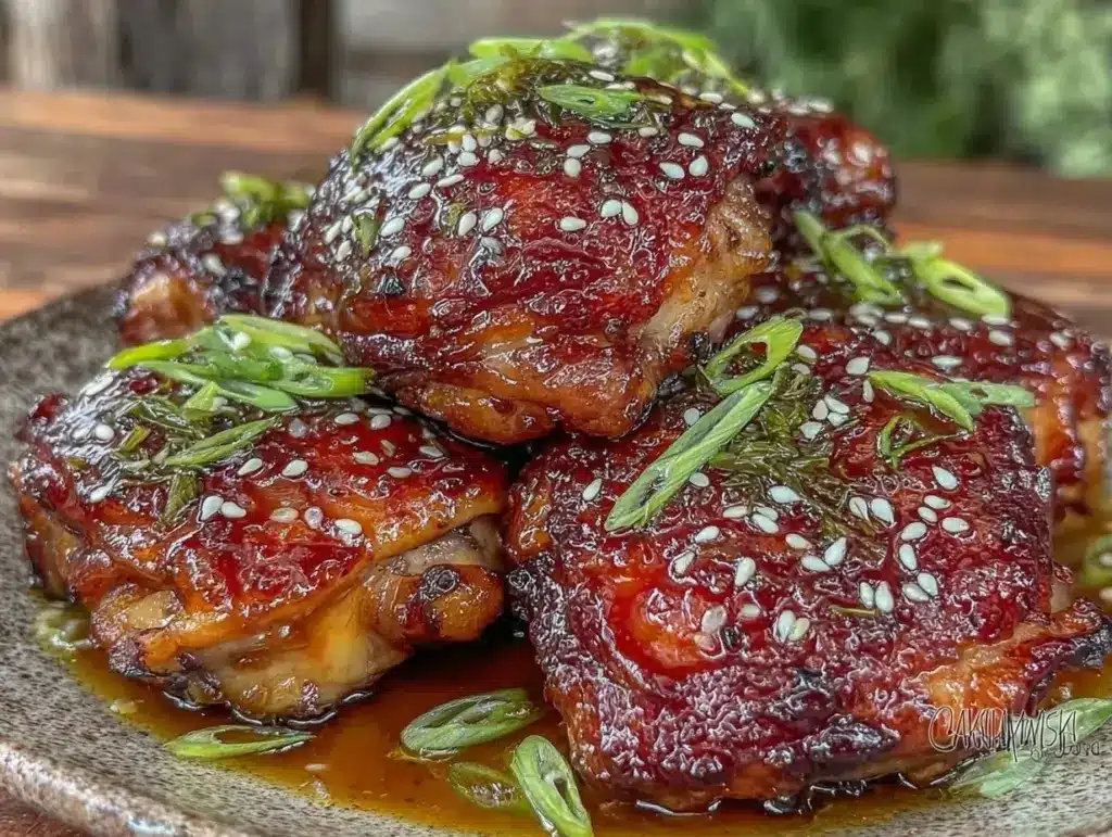 crispy baked honey garlic chicken thighs - featured image