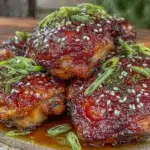 crispy baked honey garlic chicken thighs - featured image