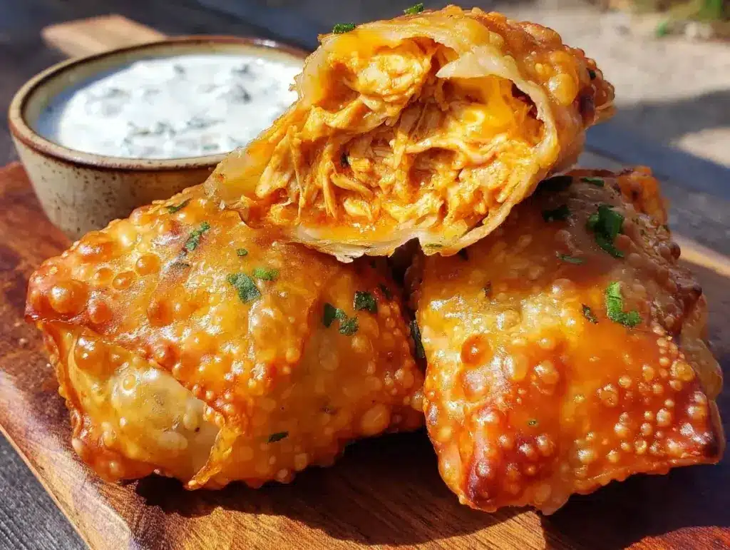 crispy buffalo chicken egg rolls - featured image