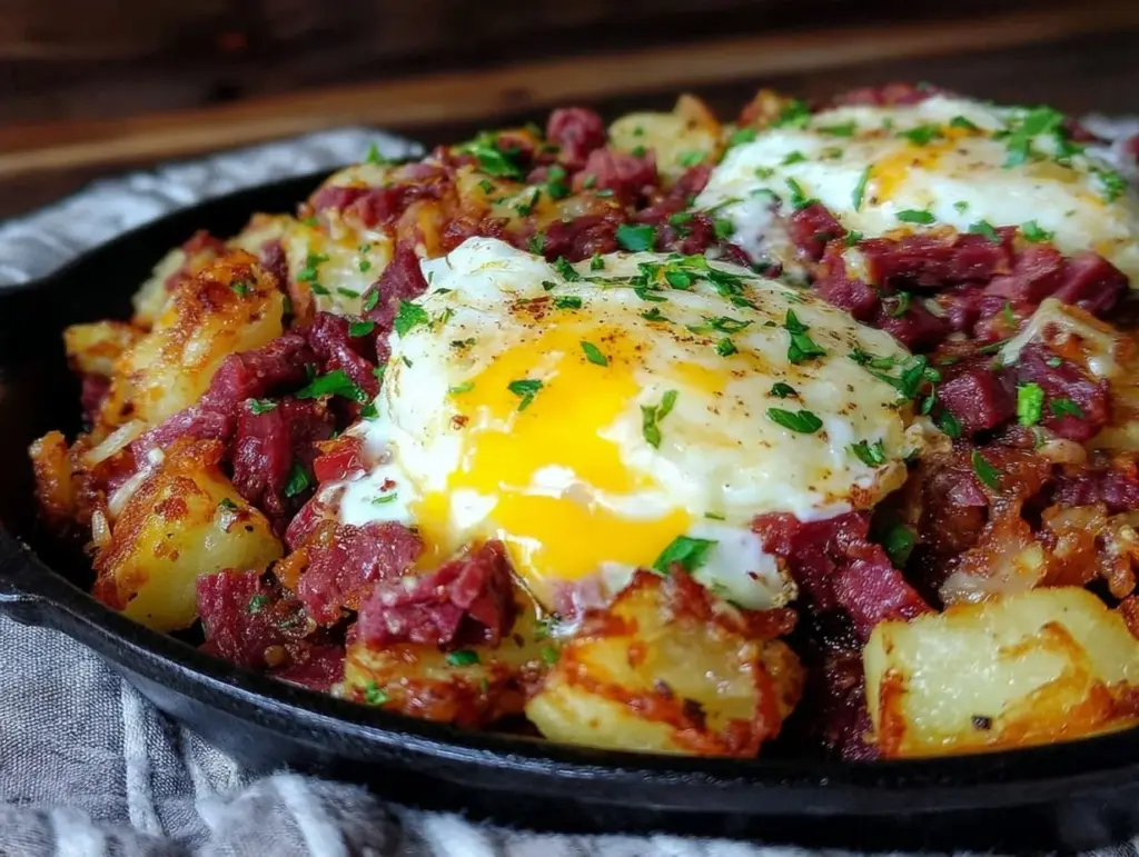 crispy corned beef hash skillet - featured image