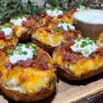 crispy loaded potato skins recipe - featured image