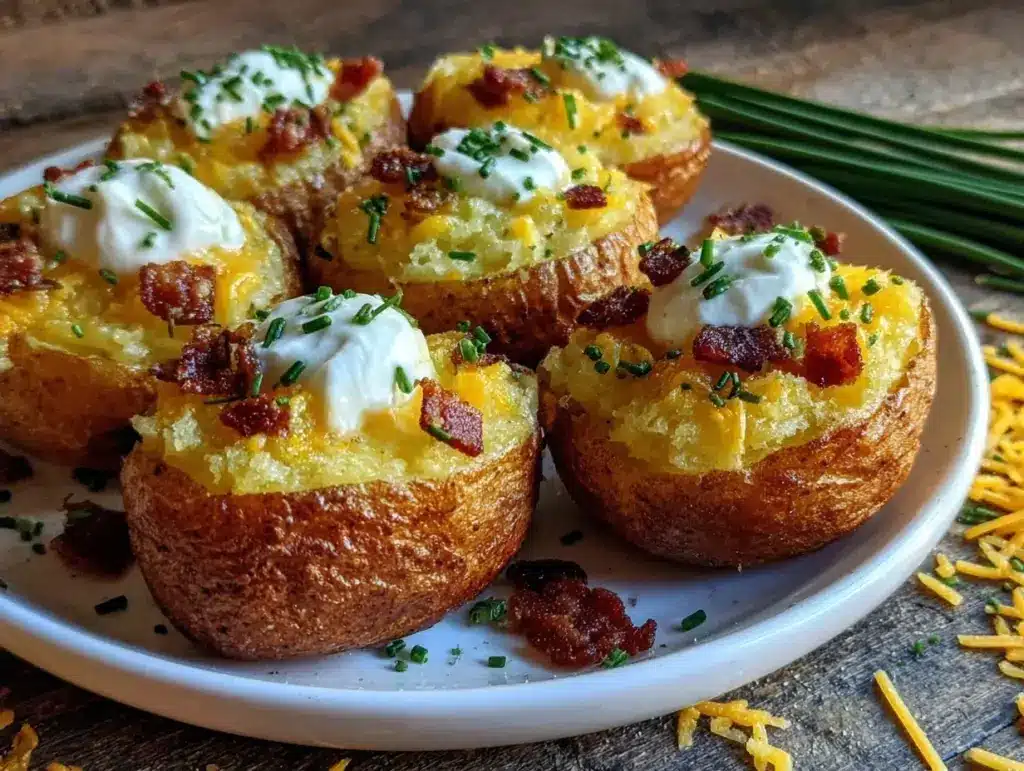 crispy loaded twice-baked potato bites - featured image