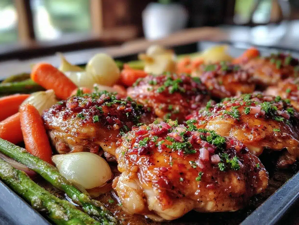 crispy sheet pan garlic butter chicken thighs preparation steps