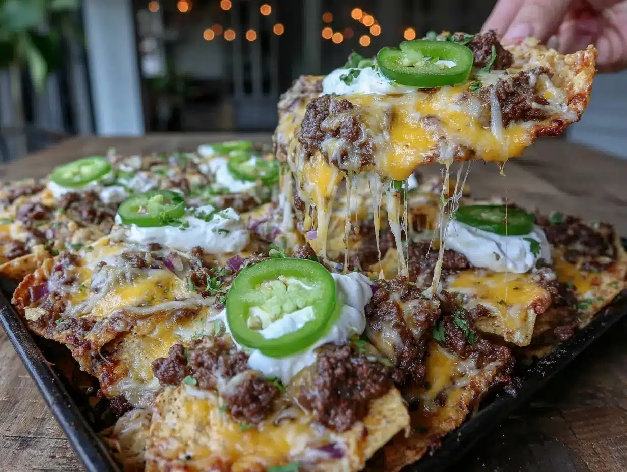 crispy sheet pan ground beef nachos preparation steps