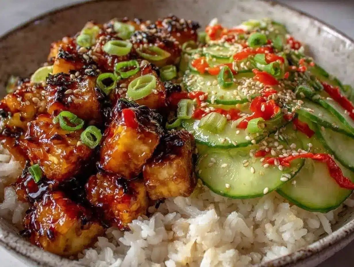 crispy tofu teriyaki bowl preparation steps