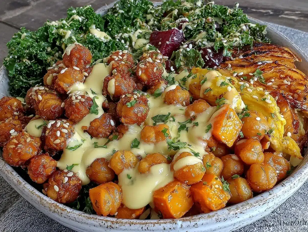 crispy vegan buddha bowl preparation steps