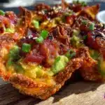 crispy wonton cups with spicy tuna avocado filling - featured image