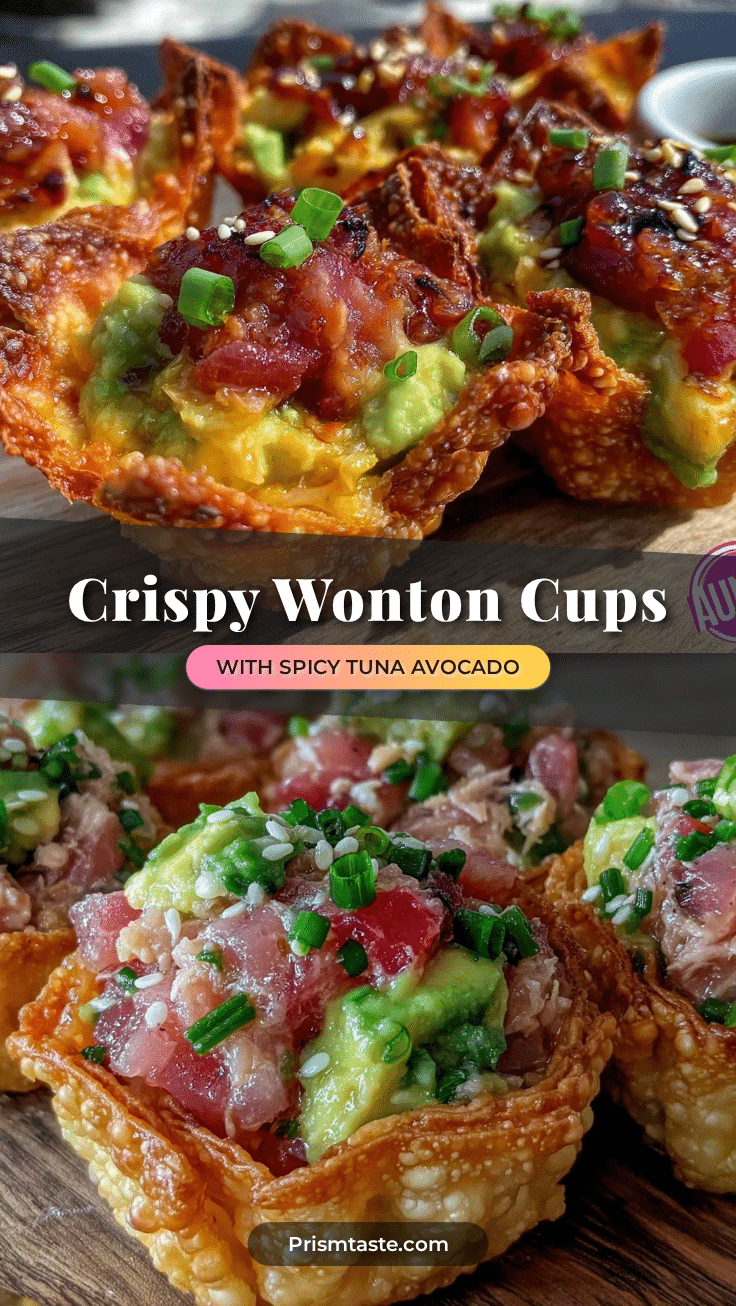 crispy wonton cups with spicy tuna avocado filling recipe