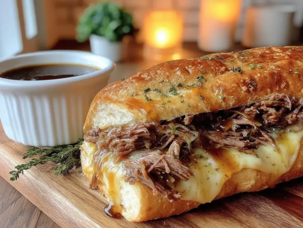 crockpot french dip sandwiches - featured image