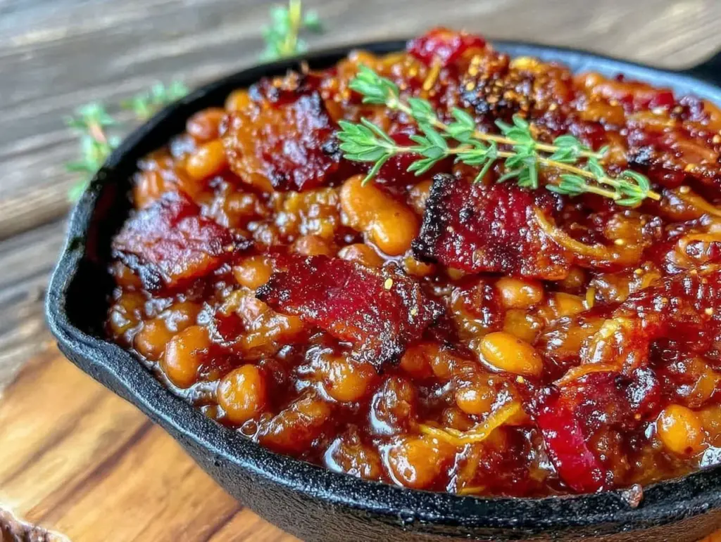 easy cast iron cowboy beans - featured image
