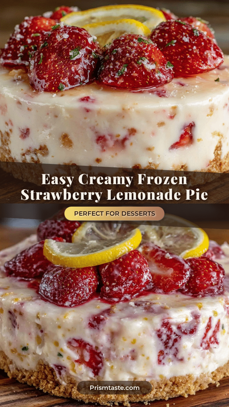 easy creamy frozen strawberry lemonade pie recipe