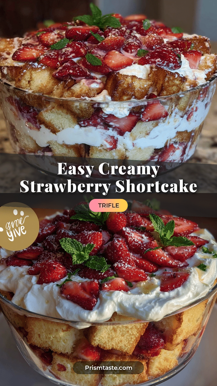 easy creamy strawberry shortcake trifle recipe