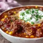 easy hearty beef taco soup - featured image
