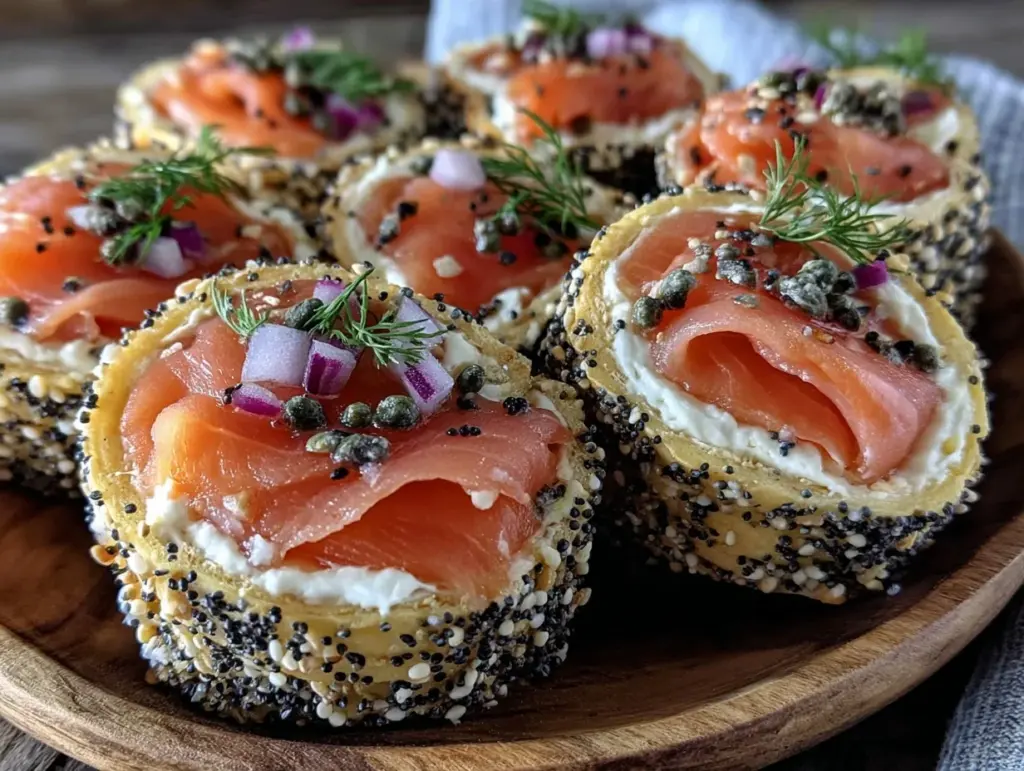 everything bagel pinwheel roll-ups - featured image