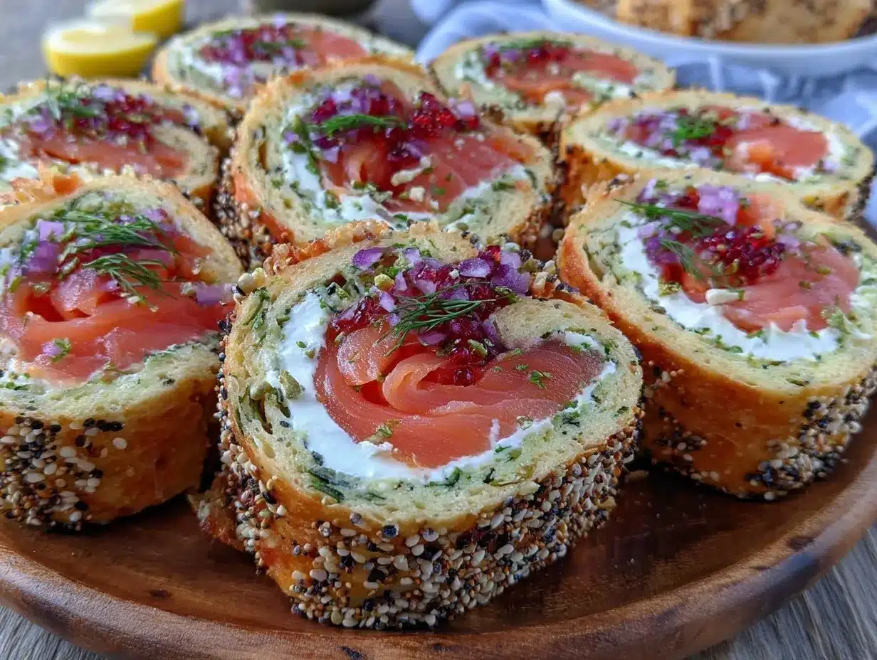 everything bagel pinwheel roll-ups preparation steps