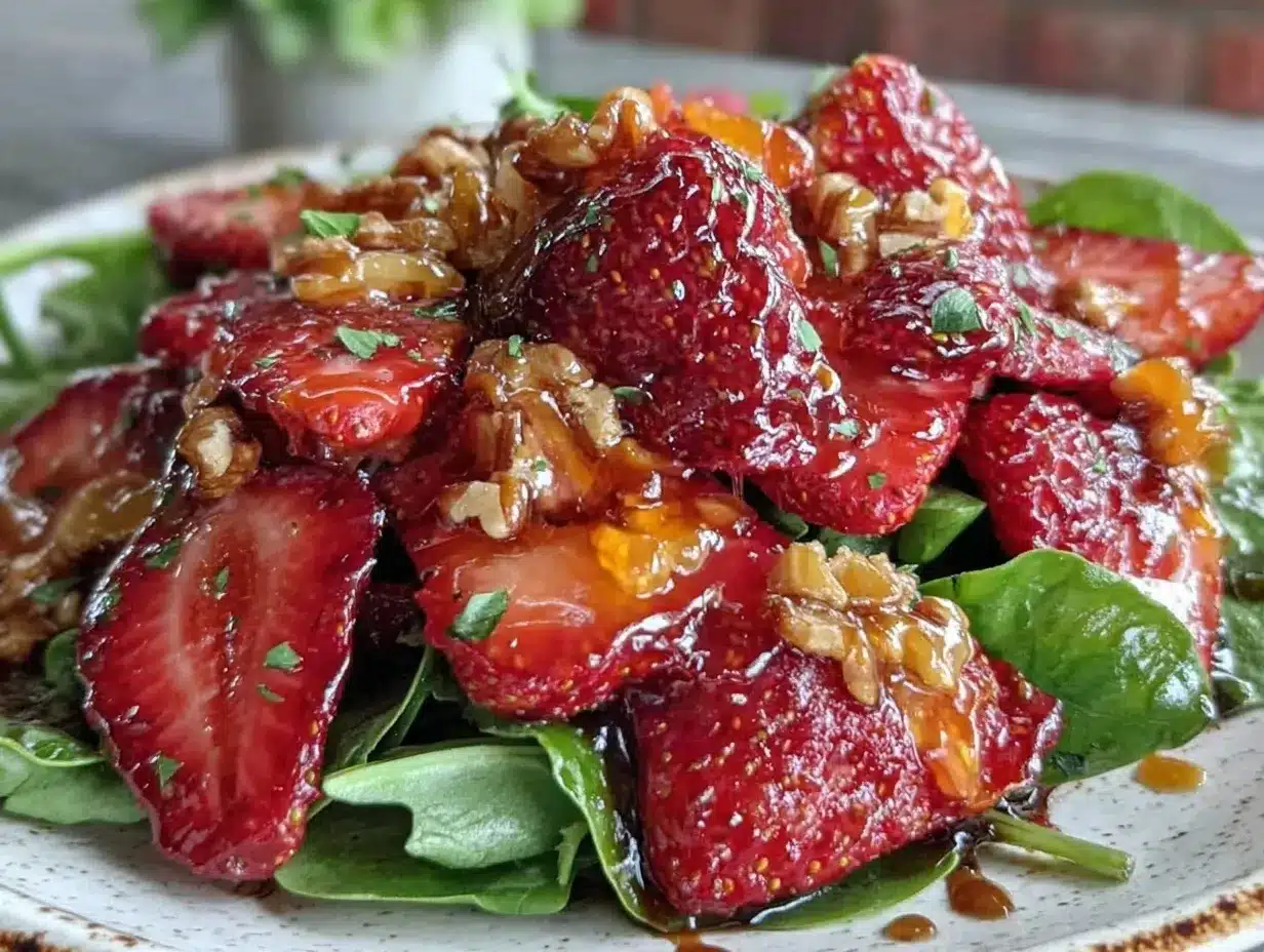 fresh cold strawberry salad preparation steps