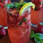 fresh strawberry basil lemonade mocktail - featured image