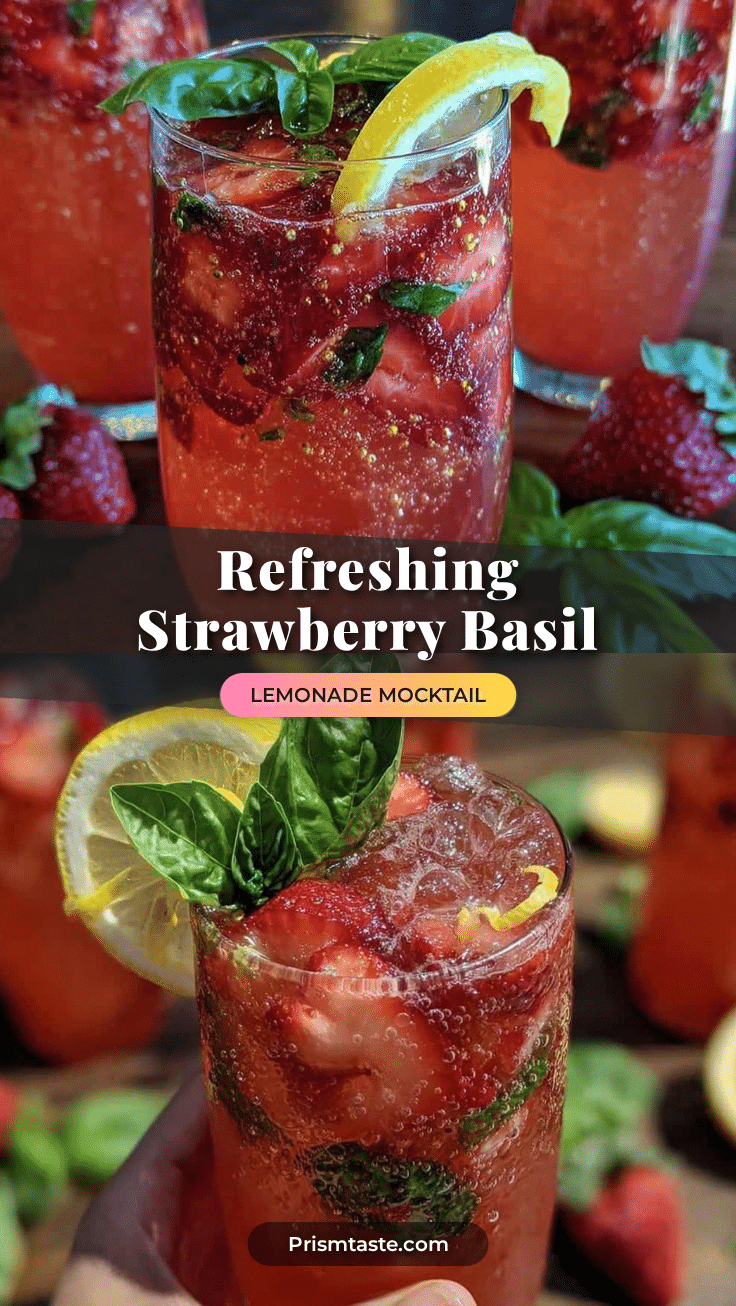 fresh strawberry basil lemonade mocktail recipe