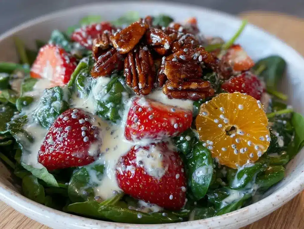 fresh strawberry spinach salad - featured image