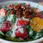 fresh strawberry spinach salad - featured image