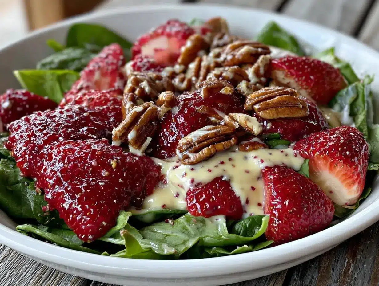 fresh strawberry spinach salad preparation steps