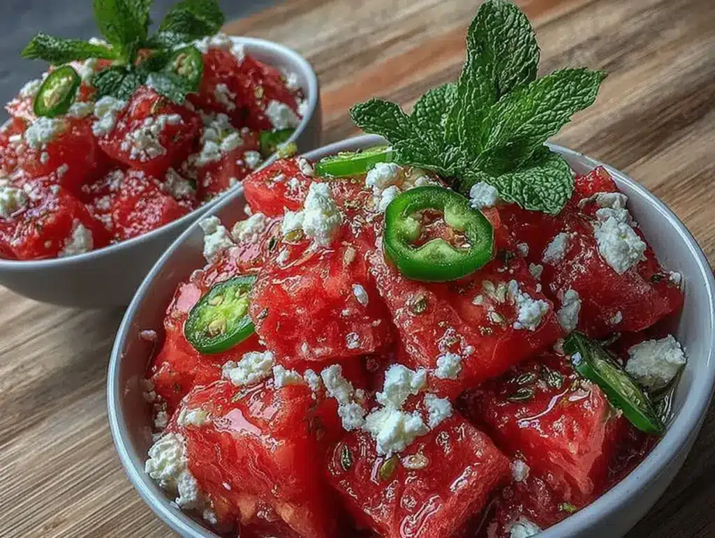 fresh watermelon feta mint salad - featured image
