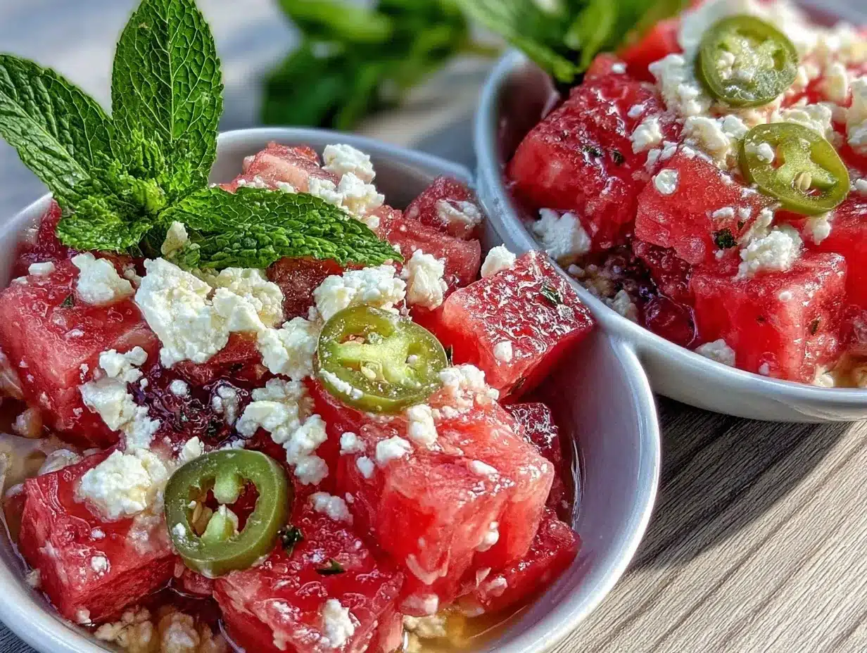 fresh watermelon feta mint salad preparation steps