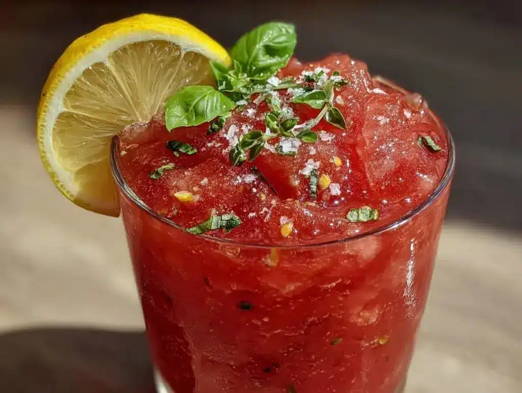 frozen strawberry basil lemonade slushie - featured image