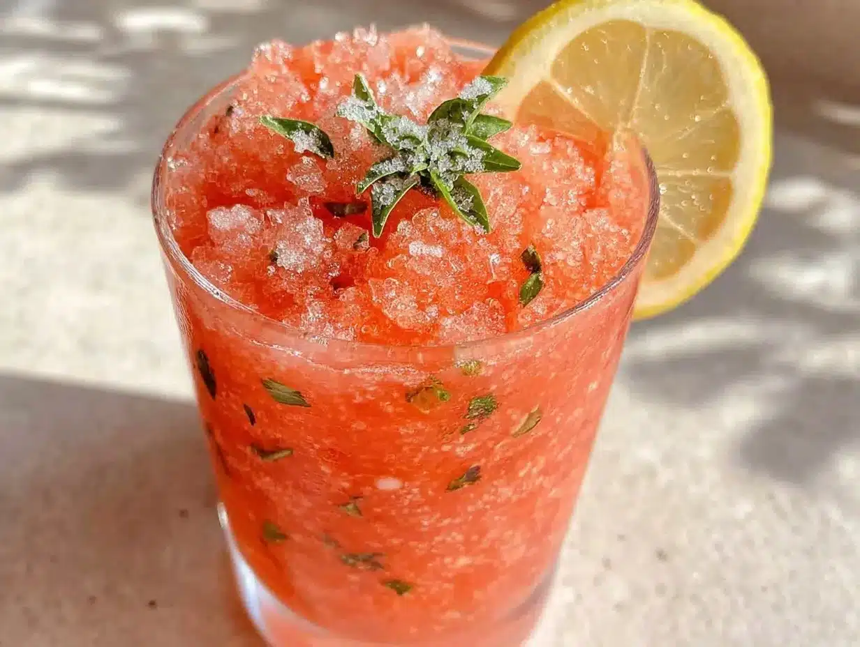 frozen strawberry basil lemonade slushie preparation steps