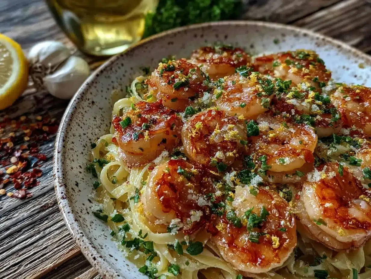 garlic butter shrimp pasta preparation steps