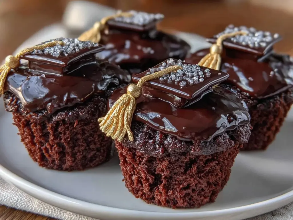 graduation cap chocolate cupcakes - featured image