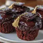 graduation cap chocolate cupcakes - featured image