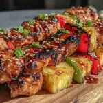 grilled pineapple teriyaki chicken kabobs - featured image