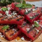 grilled watermelon wedges with chili feta - featured image